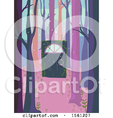 Clipart of a Magic Door in a Forest - Royalty Free Vector Illustration by BNP Design Studio