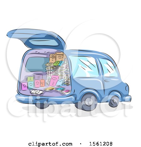 Clipart of a Vehicle with Books for Sale in the Back - Royalty Free Vector Illustration by BNP Design Studio