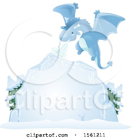 Clipart of a Dragon Creating an Ice Board - Royalty Free Vector Illustration by BNP Design Studio