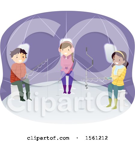 Clipart of a Group of Teenagers Ice Fishing in a Tent - Royalty Free Vector  Illustration by BNP Design Studio #1561212