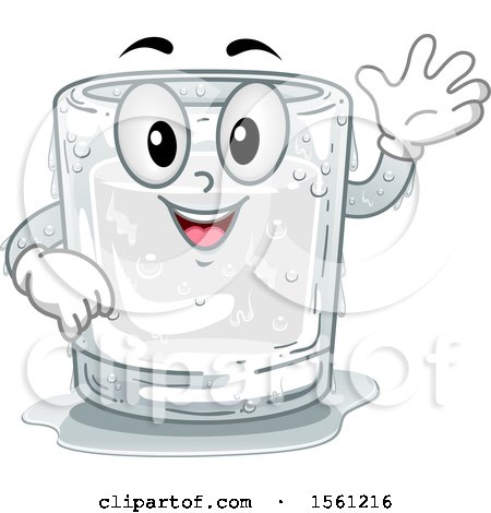 Clipart of a Waving Ice Shot Glass Character - Royalty Free Vector Illustration by BNP Design Studio