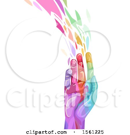 Clipart of a Colorful Hand and Rays - Royalty Free Vector Illustration by BNP Design Studio