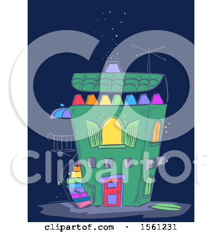 Clipart of a Crayon House - Royalty Free Vector Illustration by BNP Design Studio