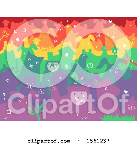 Clipart of a Colorful Background of Pets - Royalty Free Vector Illustration by BNP Design Studio