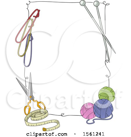 Clipart of a Border of Knitting Tools - Royalty Free Vector Illustration by BNP Design Studio