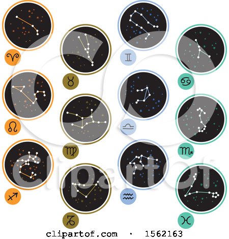 Clipart of Star Constellations and Zodiac Symbols - Royalty Free Vector Illustration by NL shop