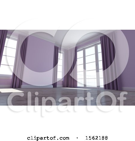 Clipart of a 3d Purple Empty Room Interior - Royalty Free Illustration by KJ Pargeter