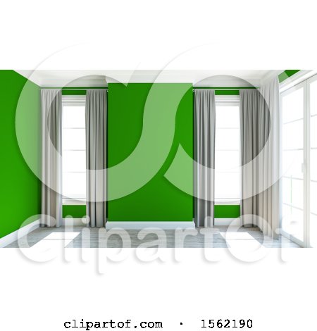 Clipart of a 3d Green Empty Room Interior - Royalty Free Illustration by KJ Pargeter