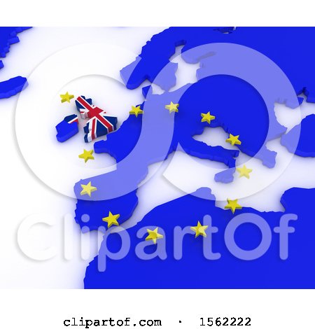 Clipart of a 3d EU Referendum Map, on a White Background - Royalty Free Illustration by KJ Pargeter