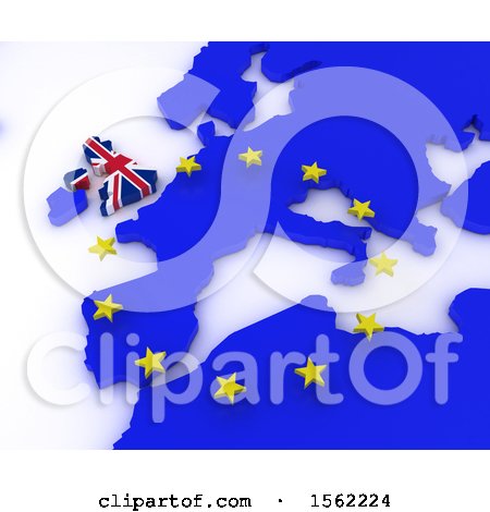Clipart of a 3d EU Referendum Map, on a White Background - Royalty Free Illustration by KJ Pargeter