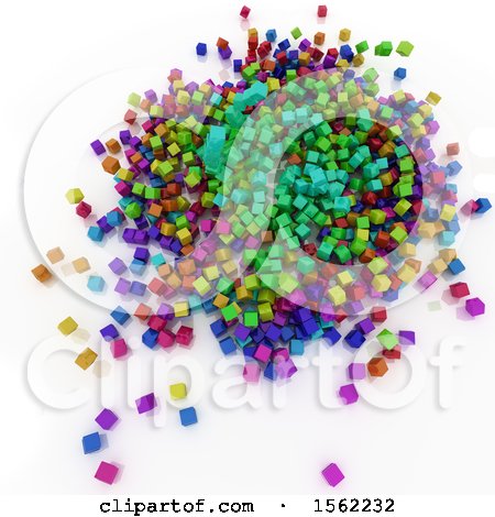 Clipart of 3d Colorful Blocks Falling, on a White Background - Royalty Free Illustration by KJ Pargeter