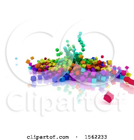 Clipart of 3d Colorful Blocks Falling, on a White Background - Royalty Free Illustration by KJ Pargeter