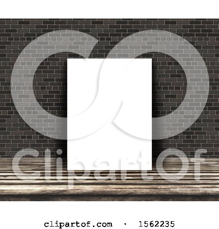 Clipart of a 3d Blank Picture Leaning Against a Brick Wall - Royalty Free Illustration by KJ Pargeter