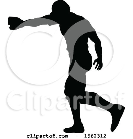 Clipart of a Black Silhouetted Baseball Player - Royalty Free Vector Illustration by AtStockIllustration