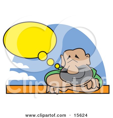 Happy Man Smiling While Day Dreaming Clipart Illustration by Andy Nortnik
