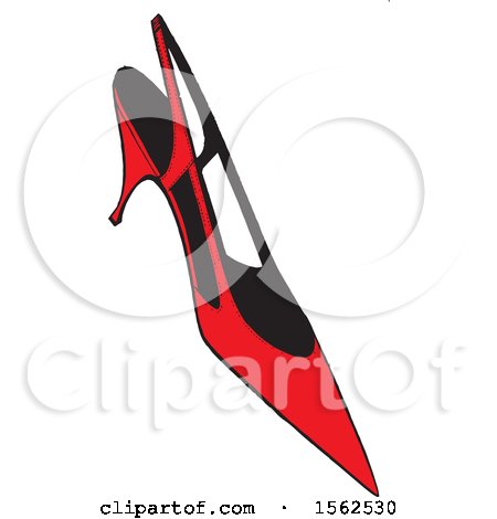 Clipart of a Red Kitten Heeled Pointy Toe Shoe - Royalty Free Vector Illustration by Dennis Holmes Designs
