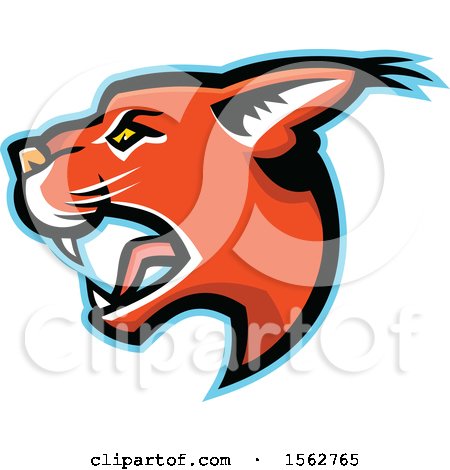Clipart of a Caracal Cat Mascot Head in Profile - Royalty Free Vector Illustration by patrimonio