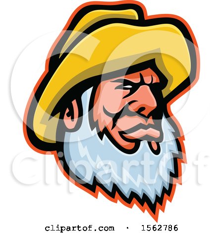 Clipart of a Bearded Senior Fisherman Wearing a Yellow Bucket Hat - Royalty Free Vector Illustration by patrimonio