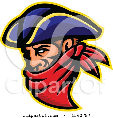 Clipart of a 17th Century Highwayman Robber Mascot Wearing a Bandana - Royalty Free Vector Illustration by patrimonio