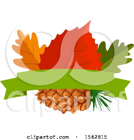 Clipart of a Seasonal Fall Autumn Design with a Pinecone and Leaves - Royalty Free Vector Illustration by Vector Tradition SM