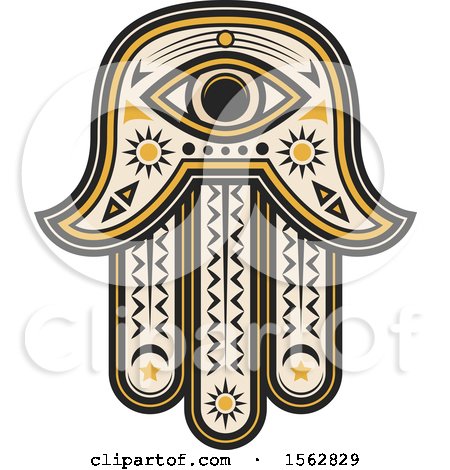 Clipart of a Hamsa Hand Design - Royalty Free Vector Illustration by Vector Tradition SM