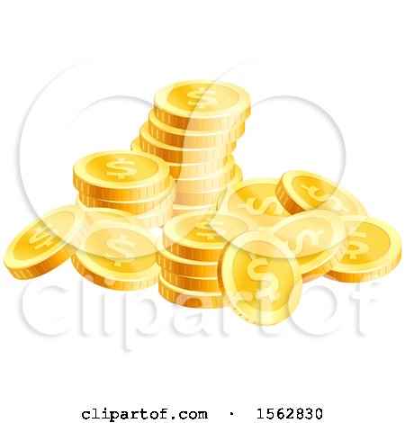 Clipart of a Pile of Golden Dollar Coins - Royalty Free Vector Illustration by Vector Tradition SM
