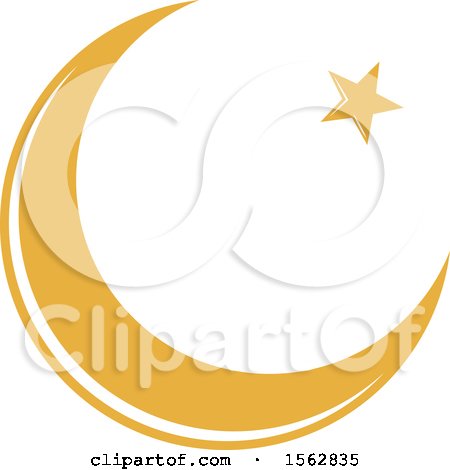 Clipart of a Crescent Moon and Star - Royalty Free Vector Illustration by Vector Tradition SM