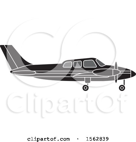 Clipart of a Silhouetted Airplane with a Propeller - Royalty Free Vector Illustration by Lal Perera