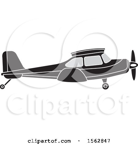Clipart of a Silhouetted Airplane with a Propeller - Royalty Free Vector Illustration by Lal Perera