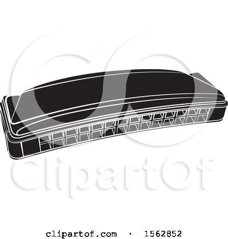 Clipart of a Black and White Mouth Organ Harmonica - Royalty Free Vector Illustration by Lal Perera