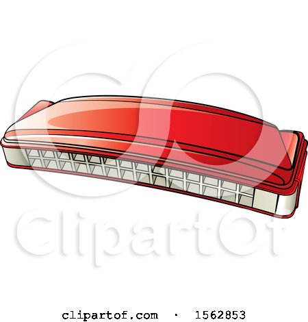 Clipart of a Red Mouth Organ Harmonica - Royalty Free Vector Illustration by Lal Perera