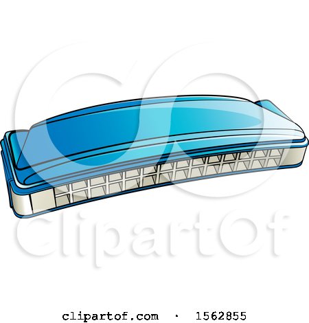 Clipart of a Blue Mouth Organ Harmonica - Royalty Free Vector Illustration by Lal Perera