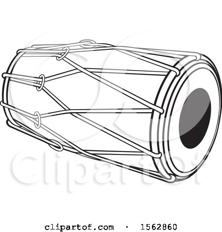 Clipart of a Black and White Sri Lankan Drum Instrument - Royalty Free Vector Illustration by Lal Perera