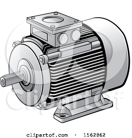 Clipart of a Silver Electric Motor - Royalty Free Vector Illustration by Lal Perera