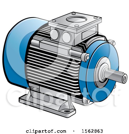 Clipart of a Blue Electric Motor - Royalty Free Vector Illustration by Lal Perera