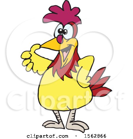 Clipart of a Cartoon Chicken Giving a Thumb up - Royalty Free Vector Illustration by Dennis Holmes Designs