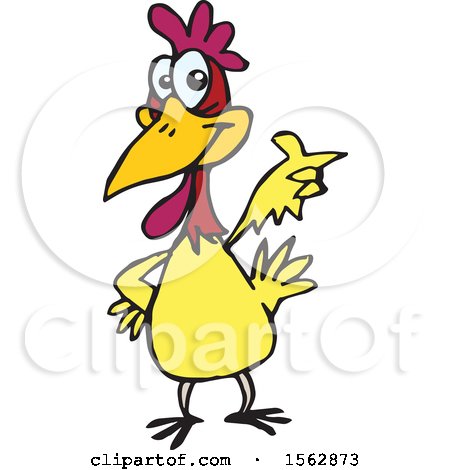 Clipart of a Cartoon Chicken Pointing - Royalty Free Vector Illustration by Dennis Holmes Designs