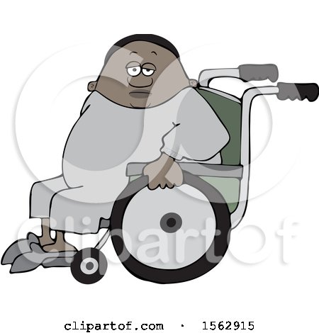 Clipart of a Cartoon Black Man in a Wheelchair - Royalty Free Vector Illustration by djart