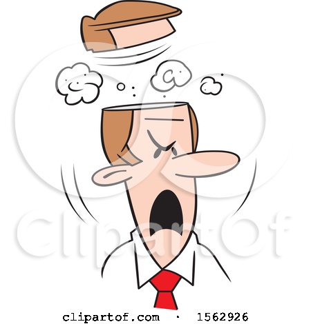 Clipart of a Cartoon White Business Man Blowing His Top - Royalty Free Vector Illustration by Johnny Sajem