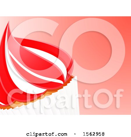Clipart of a Red and White Cupcake over Gradient - Royalty Free Vector Illustration by elaineitalia