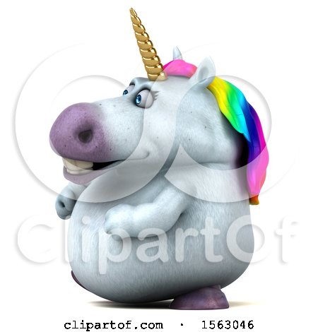 Clipart of a 3d Chubby Unicorn, on a White Background - Royalty Free Illustration by Julos