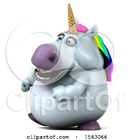 Clipart of a 3d Chubby Unicorn, on a White Background - Royalty Free Illustration by Julos