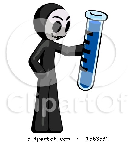 Black Little Anarchist Hacker Man Holding Large Test Tube by Leo Blanchette