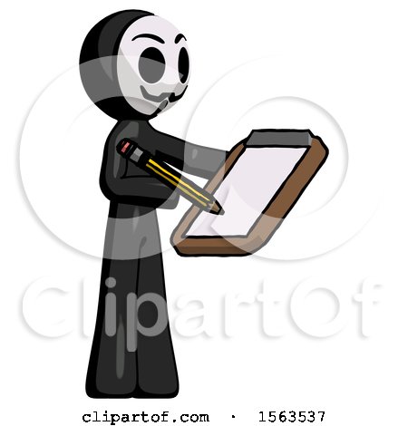Black Little Anarchist Hacker Man Using Clipboard and Pencil by Leo Blanchette