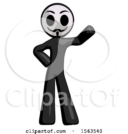 Black Little Anarchist Hacker Man Waving Left Arm with Hand on Hip by Leo Blanchette
