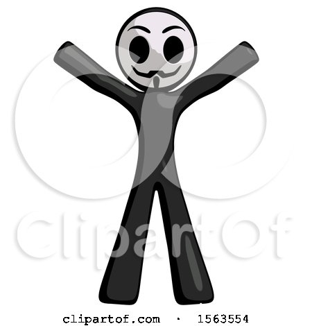 Black Little Anarchist Hacker Man Surprise Pose, Arms and Legs out by Leo Blanchette