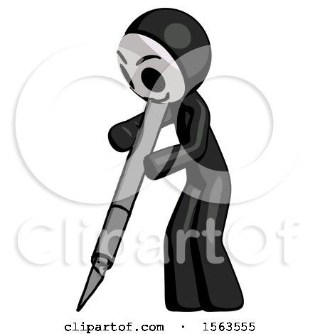 Black Little Anarchist Hacker Man Cutting with Large Scalpel by Leo Blanchette