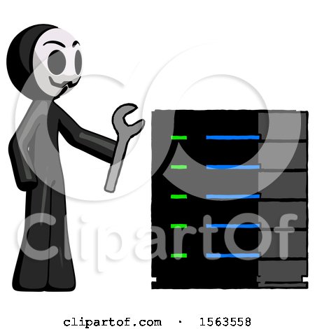 Black Little Anarchist Hacker Man Server Administrator Doing Repairs by Leo Blanchette