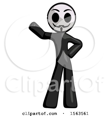 Black Little Anarchist Hacker Man Waving Right Arm with Hand on Hip by Leo Blanchette