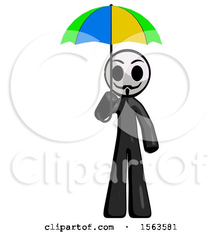 Black Little Anarchist Hacker Man Holding Umbrella Rainbow Colored by Leo Blanchette